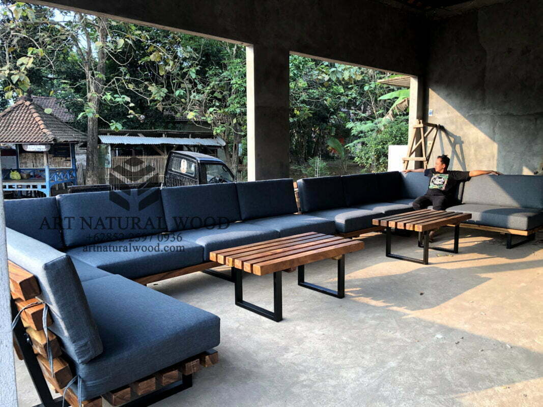 Sofa Cafe Panjang Kayu Minimalis Art Natural Wood