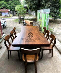 meja makan kayu besar-meja makan kayu-set meja makan-meja trembesi