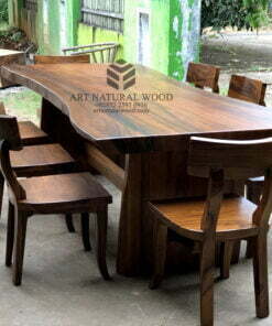 meja makan kayu besar-meja makan kayu-set meja makan-meja trembesi