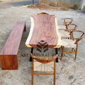meja kursi set cafe-kursi anyaman-meja natural-meja kayu solid-meja kayu trembesi-meja kayu alami-bangku kayu panjang-bangku kayu solid