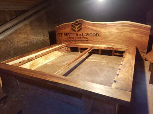 tempat tidur kayu natural-tempat tidur kayu besar-headboard natural-dipan kayu-dipan natural-natural bed frame