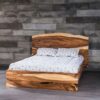 tempat tidur kayu natural-tempat tidur kayu besar-headboard natural-dipan kayu-dipan natural-natural bed frame