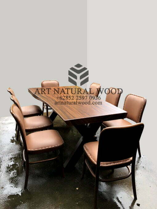 set meja cafe kayu solid-meja cafe mewah-meja makan natural-meja makan besar-kursi makan-meja cafe besar