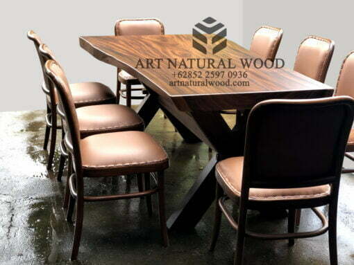 set meja cafe kayu solid-meja cafe mewah-meja makan natural-meja makan besar-kursi makan-meja cafe besar