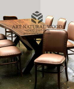 set meja cafe kayu solid-meja cafe mewah-meja makan natural-meja makan besar-kursi makan-meja cafe besar