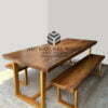 meja bangku makan kayu solid-meja bangku kayu-meja makan-bangku makan-meja kayu solid-meja besi-meja industrial