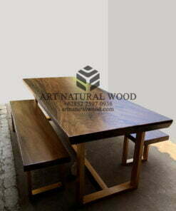meja bangku makan kayu solid-meja bangku kayu-meja makan-bangku makan-meja kayu solid-meja besi-meja industrial