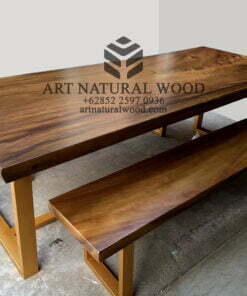 meja bangku makan kayu solid-meja bangku kayu-meja makan-bangku makan-meja kayu solid-meja besi-meja industrial