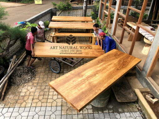meja makan kayu jati-meja bangku jati-set meja makan jati-meja bangku jati-meja cafe kayu jati