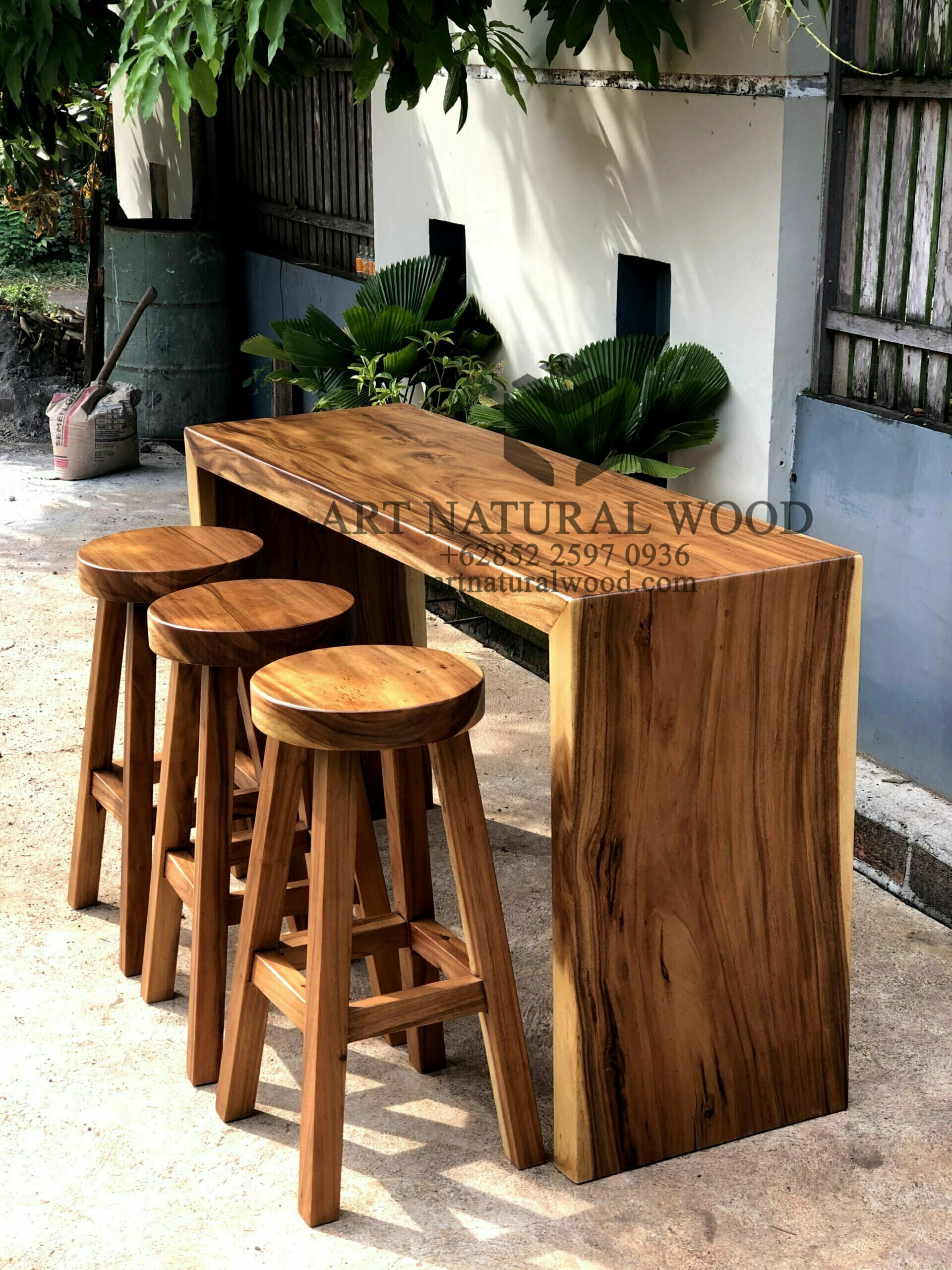 meja mini bar kayu solid - art natural wood