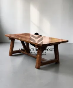 meja makan kayu utuh-meja makan kayu alami-meja kayu utuh-meja kayu trembesi-meja makan kayu besar