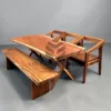 set meja makan kayu solid-set meja makan kayu utuh-set meja bangku makan-meja makan kayu trembesi-set meja makan minimalis