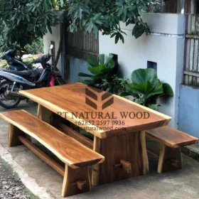 meja cafe kayu trembesi besar-meja makan kayu trembesi-bangku kayu trembesi besar-bangku kayu besar-bangku balok-meja balok kayu