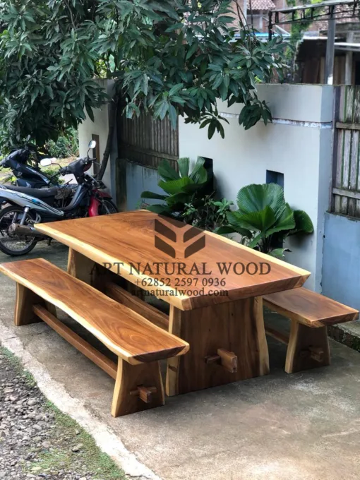meja cafe kayu trembesi besar-meja makan kayu trembesi-bangku kayu trembesi besar-bangku kayu besar-bangku balok-meja balok kayu
