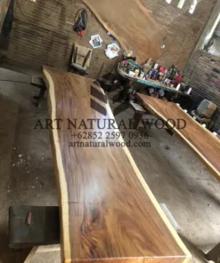 meja meeting kayu trembesi solid utuh-meja meeting kayu besar-meja kayu besar-meja panjang-meja rapat kayu besar