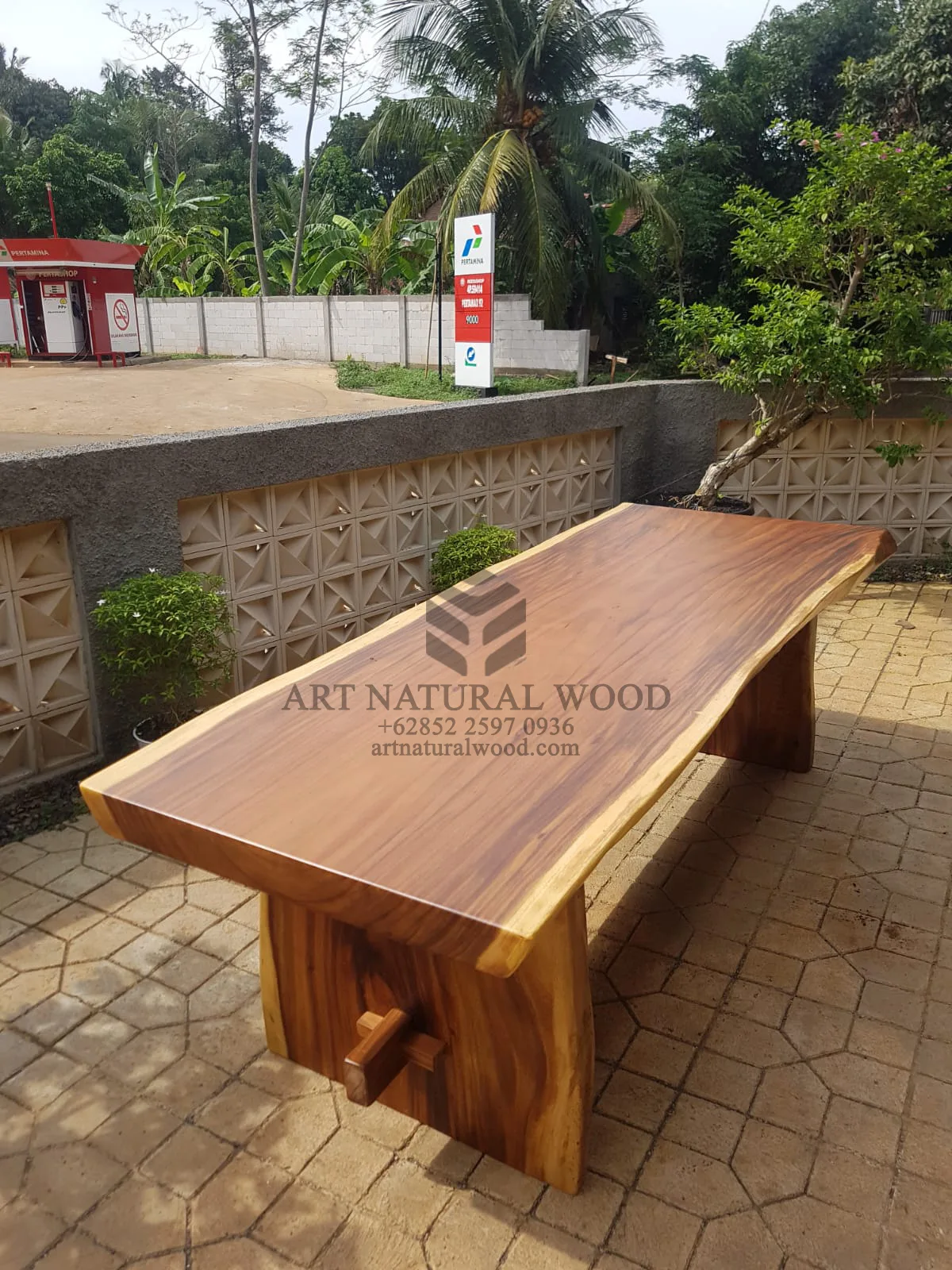 meja makan kayu unik trembesi - art natural wood