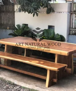 meja cafe kayu trembesi besar-meja makan kayu trembesi-bangku kayu trembesi besar-bangku kayu besar-bangku balok-meja balok kayu