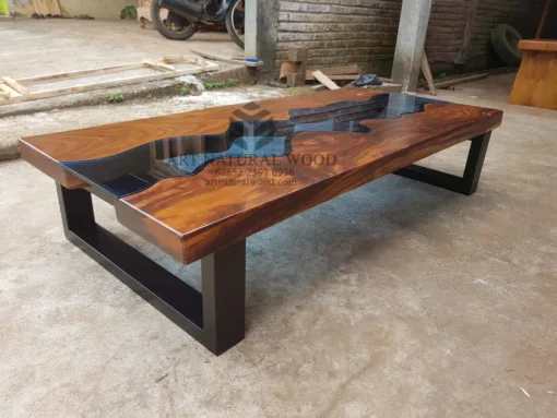 meja tamu kayu trembesi-meja tamu river kaca-meja tamu unik-meja kopi kayu-coffee table kayu trembesi
