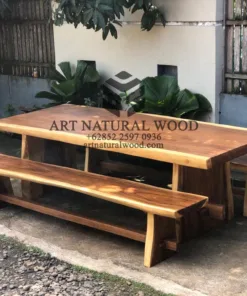meja cafe kayu trembesi besar-meja makan kayu trembesi-bangku kayu trembesi besar-bangku kayu besar-bangku balok-meja balok kayu