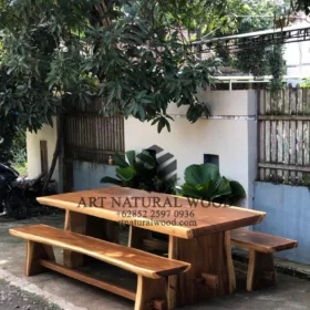 meja cafe kayu trembesi besar-meja makan kayu trembesi-bangku kayu trembesi besar-bangku kayu besar-bangku balok-meja balok kayu