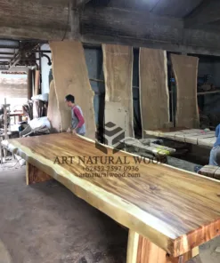 meja meeting kayu trembesi solid utuh-meja meeting kayu besar-meja kayu besar-meja panjang-meja rapat kayu besar