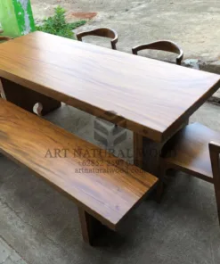 set meja makan trembesi-meja makan kayu solid-set makan kayu-meja makan 6 kursi