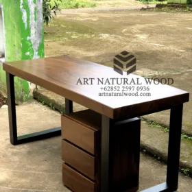 meja kerja minimalis modern-meja kayu besar-meja kerja industrial-meja kayu trembesi-meja kayu tebal
