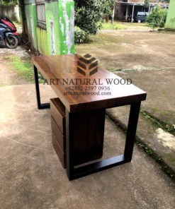 meja kerja minimalis modern-meja kayu besar-meja kerja industrial-meja kayu trembesi-meja kayu tebal