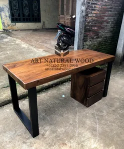 meja kerja minimalis modern-meja kayu besar-meja kerja industrial-meja kayu trembesi-meja kayu tebal