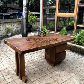 meja kantor kayu trembesi-meja kantor kayu solid-meja kerja kayu trembesi-meja biro-meja kayu besar-meja kayu tebal