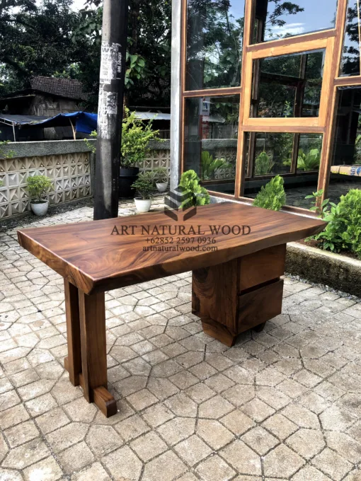 meja kantor kayu trembesi-meja kantor kayu solid-meja kerja kayu trembesi-meja biro-meja kayu besar-meja kayu tebal