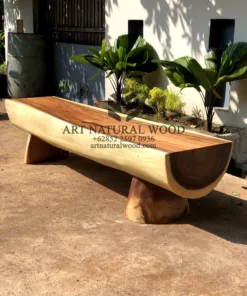 bangku balok kayu solid-meja kayu besar-bangku kayu utuh-bangku natural kayu-bangku kayu alami-bangku batang kayu