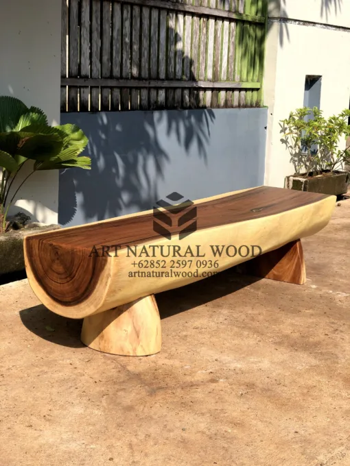 bangku balok kayu solid-meja kayu besar-bangku kayu utuh-bangku natural kayu-bangku kayu alami-bangku batang kayu