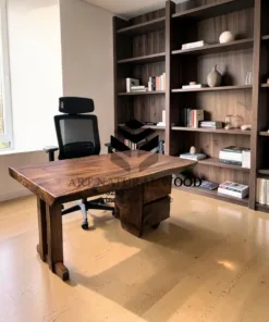meja kantor kayu trembesi-meja kantor kayu solid-meja kerja kayu trembesi-meja biro-meja kayu besar-meja kayu tebal