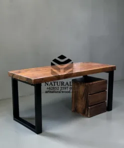 meja kerja minimalis modern-meja kayu besar-meja kerja industrial-meja kayu trembesi-meja kayu tebal