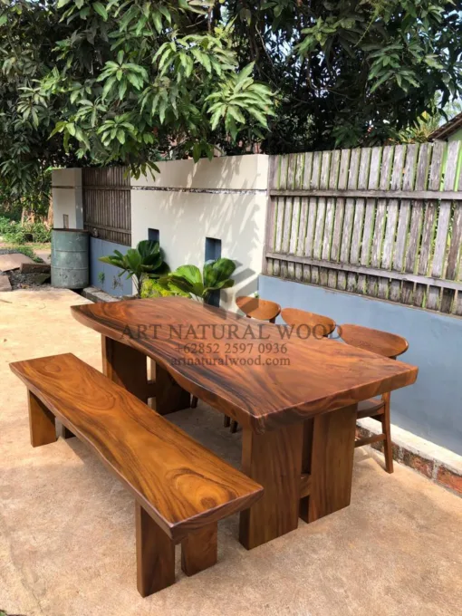 meja kayu utuh-meja kayu solid-meja makan kayu solid-meja kayu besar-meja kayu trembesi-meja makan kayu trembesi