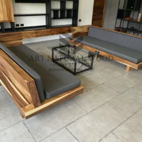 sofa tamu kayu trembesi solid utuh
