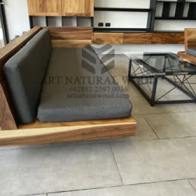 sofa tamu kayu trembesi solid utuh
