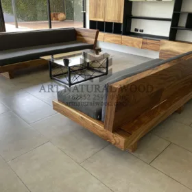 sofa tamu kayu trembesi solid utuh