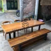meja makan solid kayu trembesi-meja kayu besar-meja kayu unik-meja dari kayu besar-meja makan kayu utuh