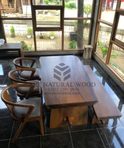 set meja makan alami-meja kayu besar-meja kayu trembesi-meja kayu jati-meja makan kayu solid