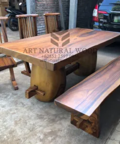 meja antik kayu trembesi-meja kayu besar-meja makan antik-meja makan unik-meja makan kayu utuh