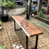 console table kayu solid trembesi-meja konsul kayu trembesi-meja konsul kaki besi-console table jayu utuh-industrial console table