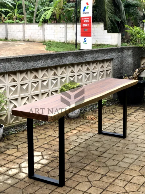 console table kayu solid trembesi-meja konsul kayu trembesi-meja konsul kaki besi-console table jayu utuh-industrial console table
