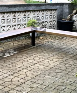 bangku sudut kayu solid-bangku kayu trembesi-bangku minimalis kayu trembesi-bangku industrial kayu trembesi