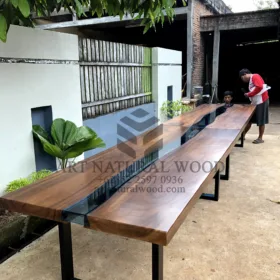 meja resin kayu trembesi-meja kayu besar-meja meeting kantor kayu besar-meja rapat-meja river kayu