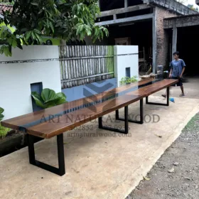 meja resin kayu trembesi-meja kayu besar-meja meeting kantor kayu besar-meja rapat-meja river kayu