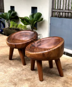 kursi teras kayu solid trembesi-kursi bundar kayu utuh-kursi bulat