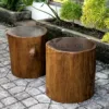 stool bulat kayu utuh trembesi