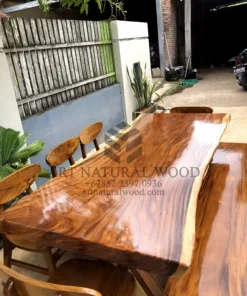 sett meja makan kayu besar-set meja makan alami-meja kayu besar-meja kayu trembesi-meja kayu jati-meja makan kayu solid